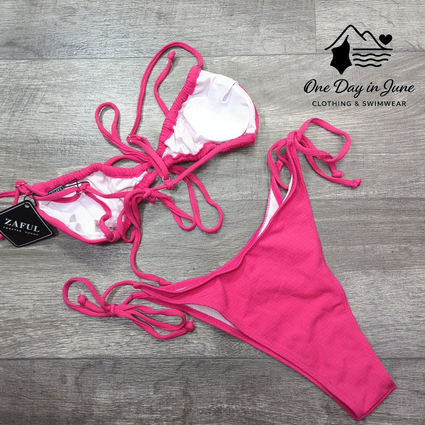 Zaful Tie Back Tie Bottom High Cut Bikini Swimsuit Size 6
