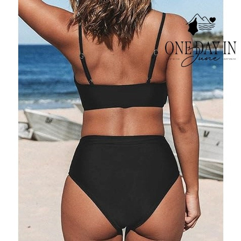Cupshe Cross Front High Waist Bikini Swimsuit Size M