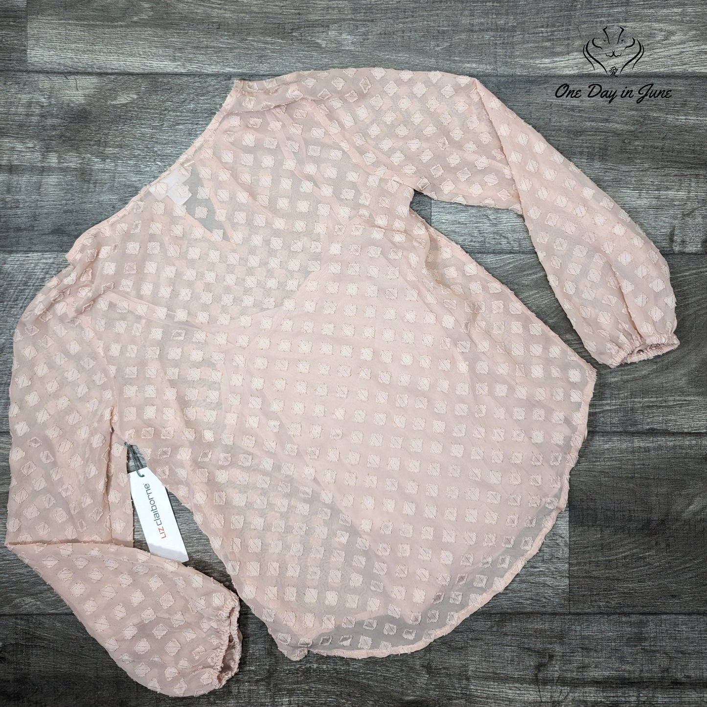 Liz Claiborne Rose Quartz Sheer Long Sleeve Top with Cami Size XS