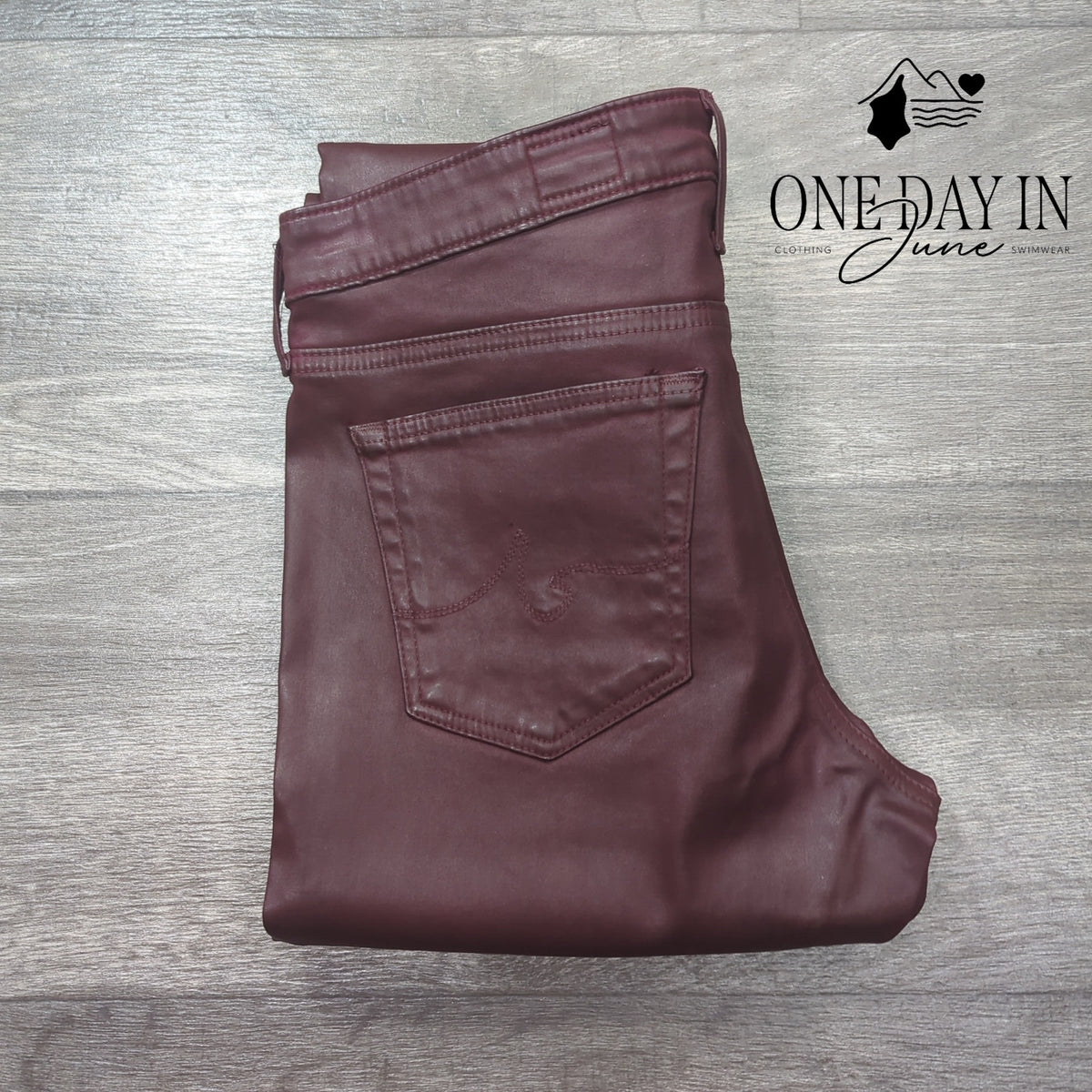 AG Adriano Goldschmied Legging Ankle Leatherette Skinny Jean Burgundy NWT Size 4