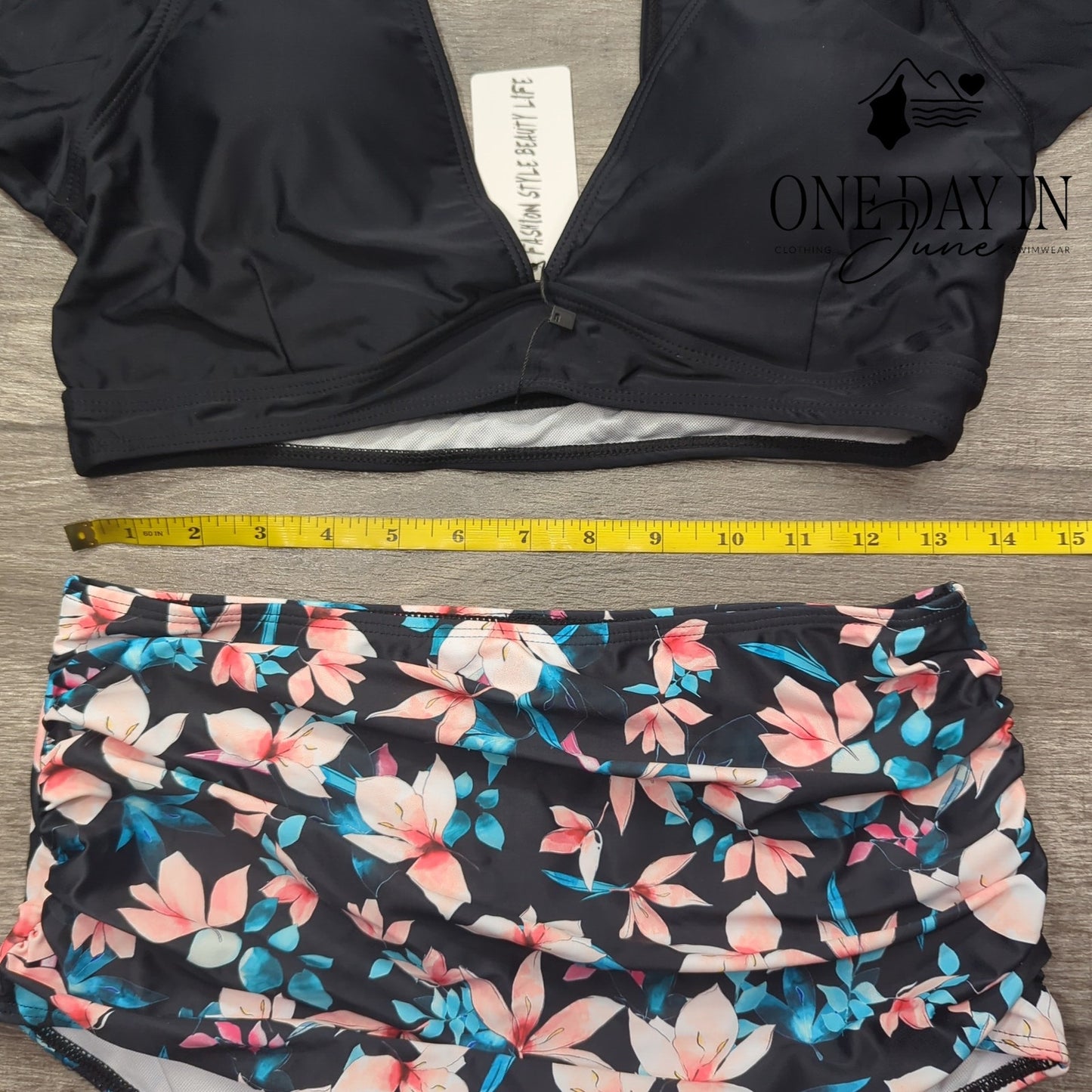 Sporlike Ruffle Shoulder Bikini Swimsuit Size L