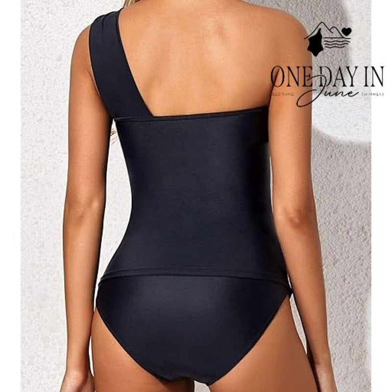 Tempt Me One Shoulder Tankini Swimsuit Size XL