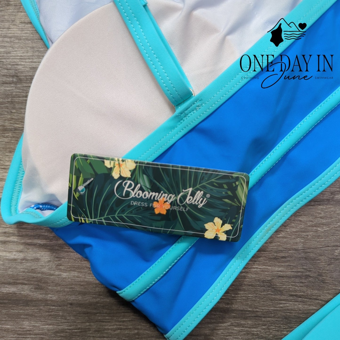 Blooming Jelly High Waist High Neck Bikini Swimsuit Size L