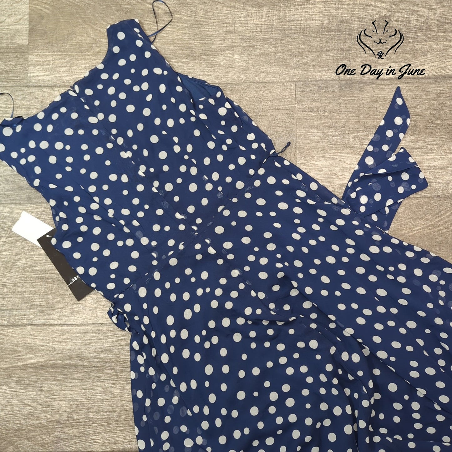 R&K Sleeveless Polka Dot Midi Dress Size 4