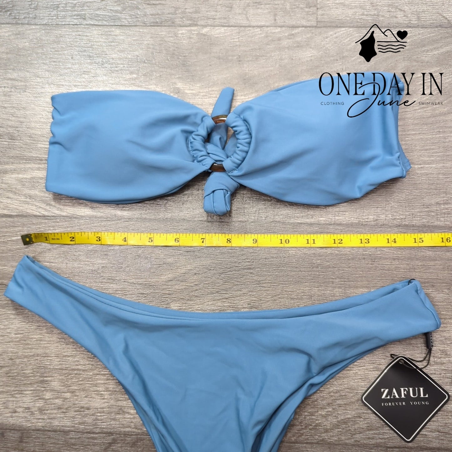 Zaful Bandeau Tie Back Bikini Swimsuit Size M