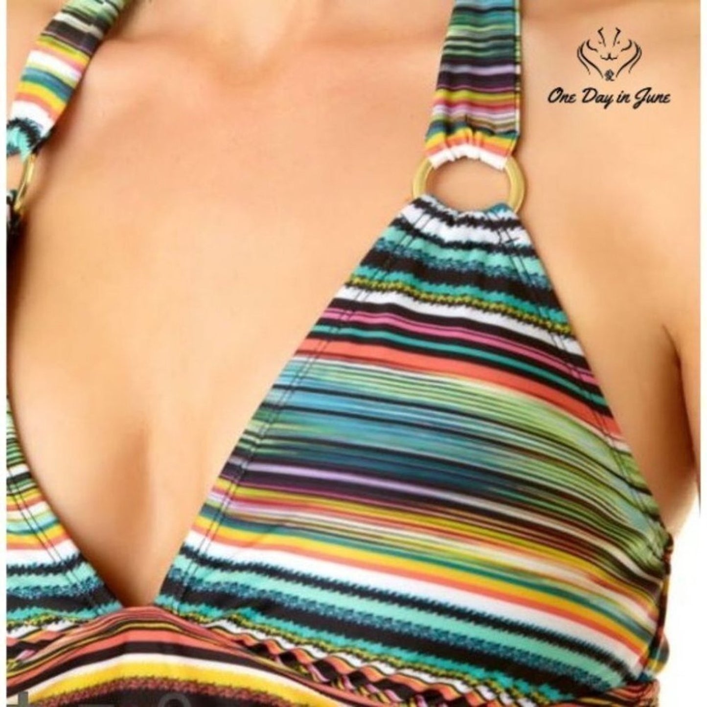 a.n.a Striped Tankini Top Size M