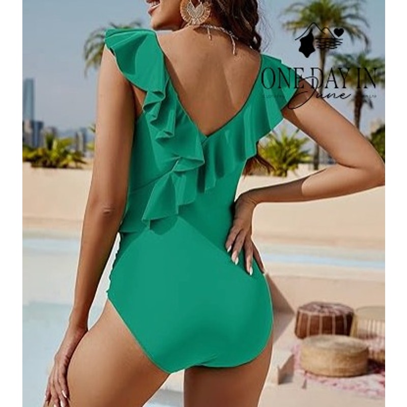 Blooming Jelly Ruffle Shoulder One Piece Swimsuit Size M