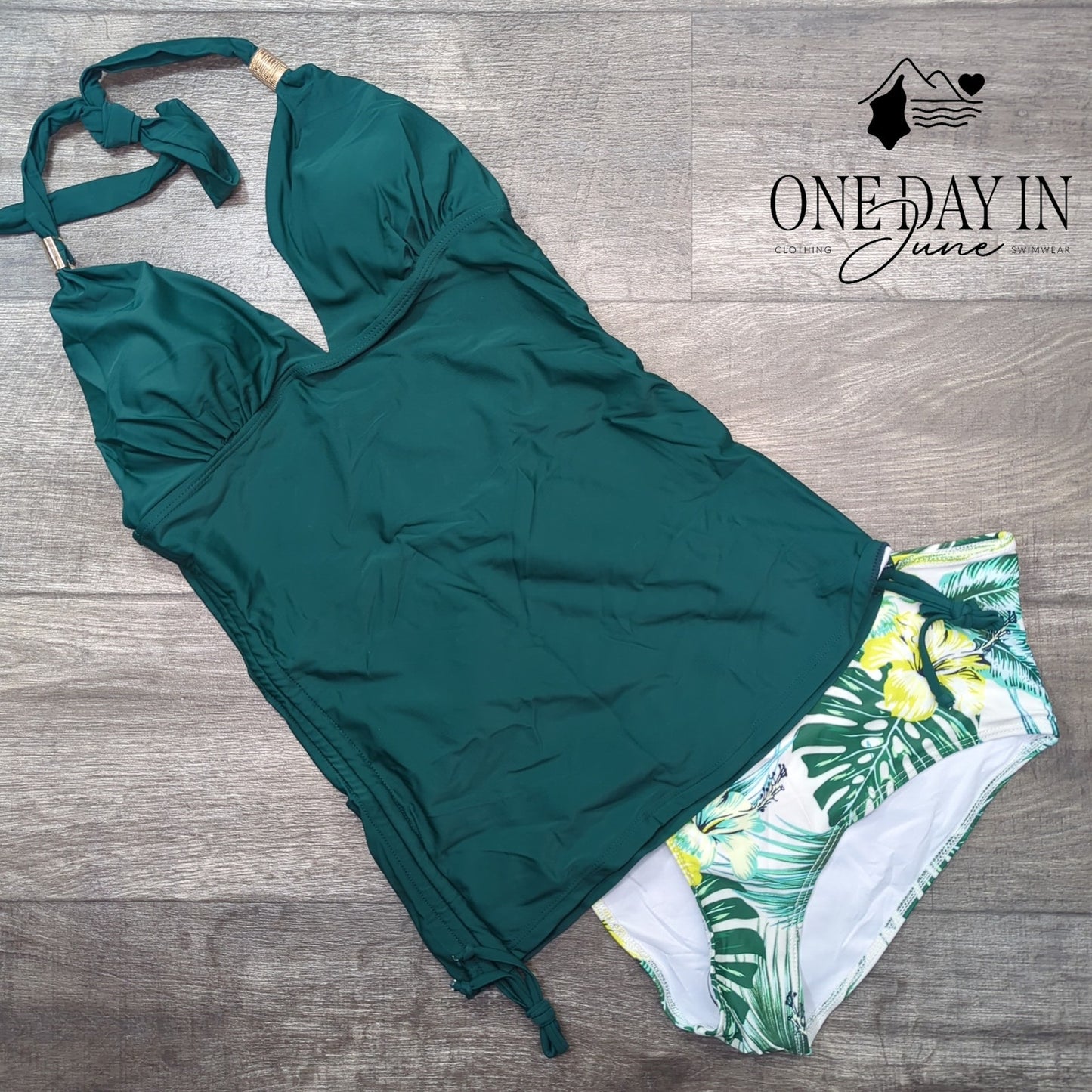 Suuksess Drawstring Tropical Tankini Swimsuit Size M