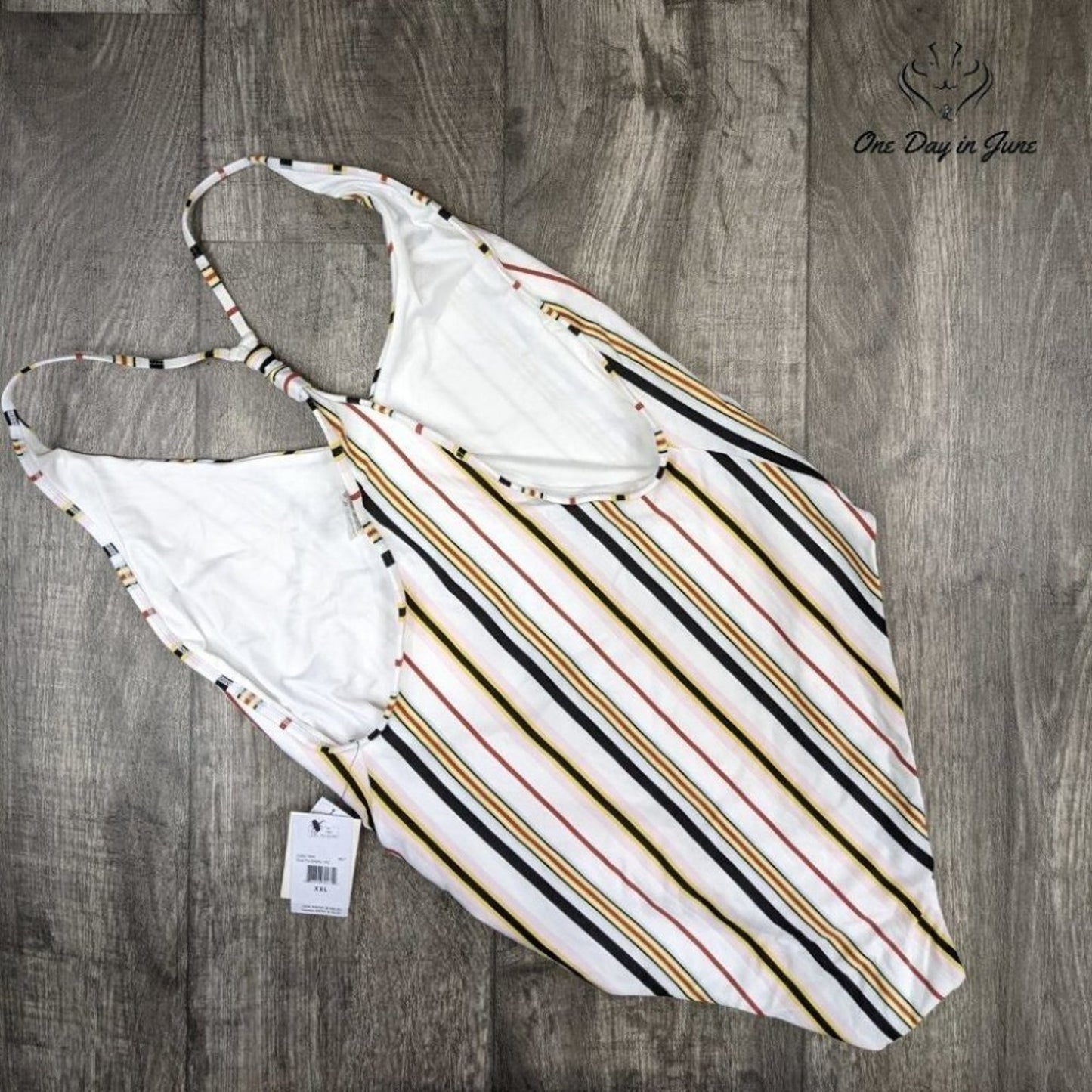 Volcom That's Stripe One Piece Swimsuit Size XXL