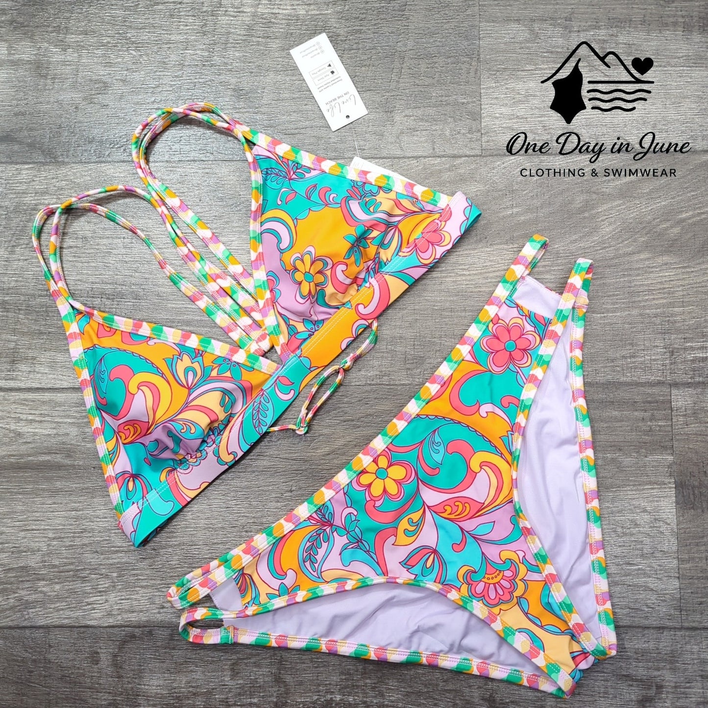Cupshe Strappy Floral Bikini Swimsuit Size XL