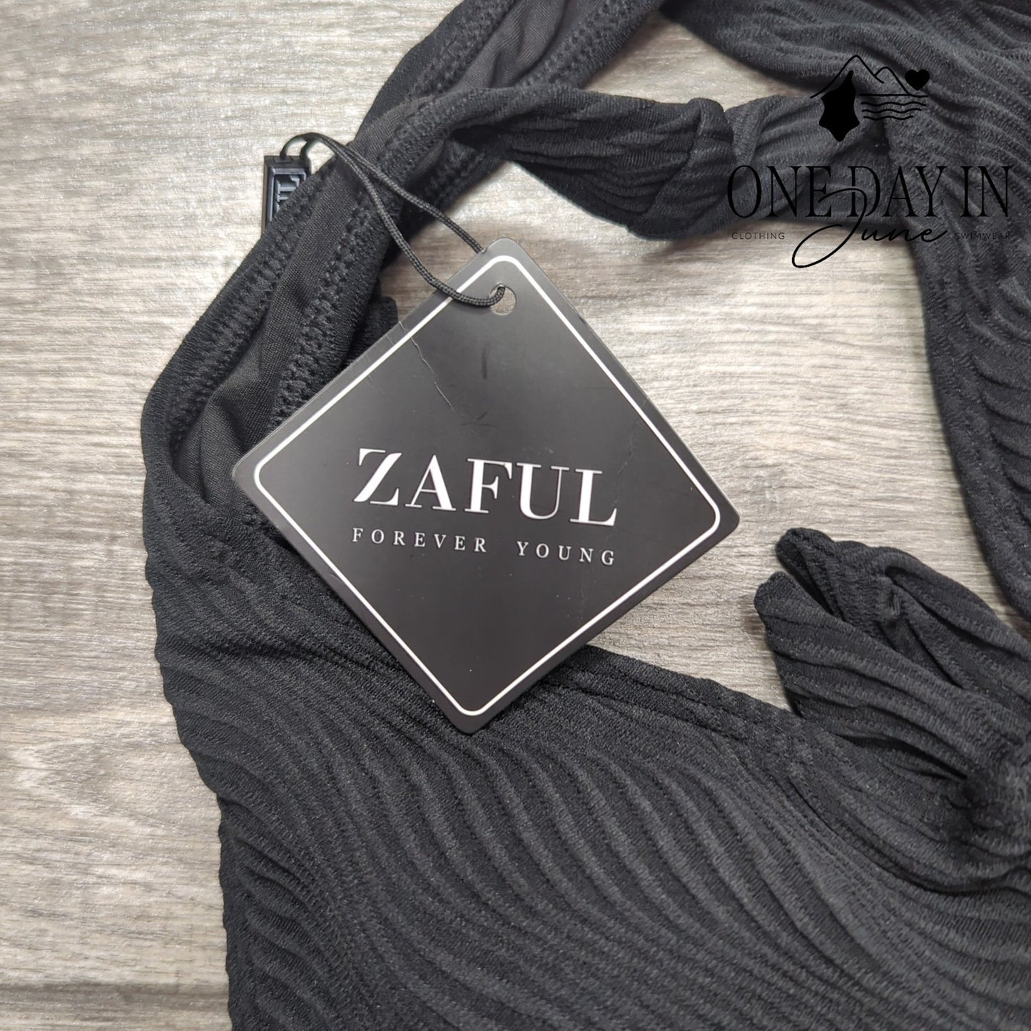 Zaful Textured Underwire Tie Back Bikini Swimsuit Size M