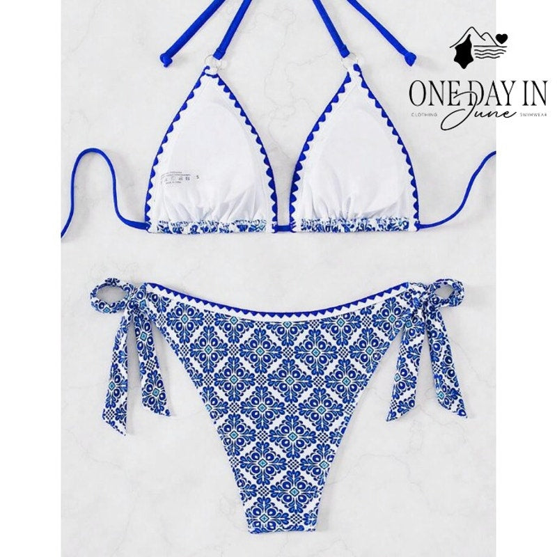CharmLeaks Adjustable Triangle Tie Side Bikini Swimsuit Size S