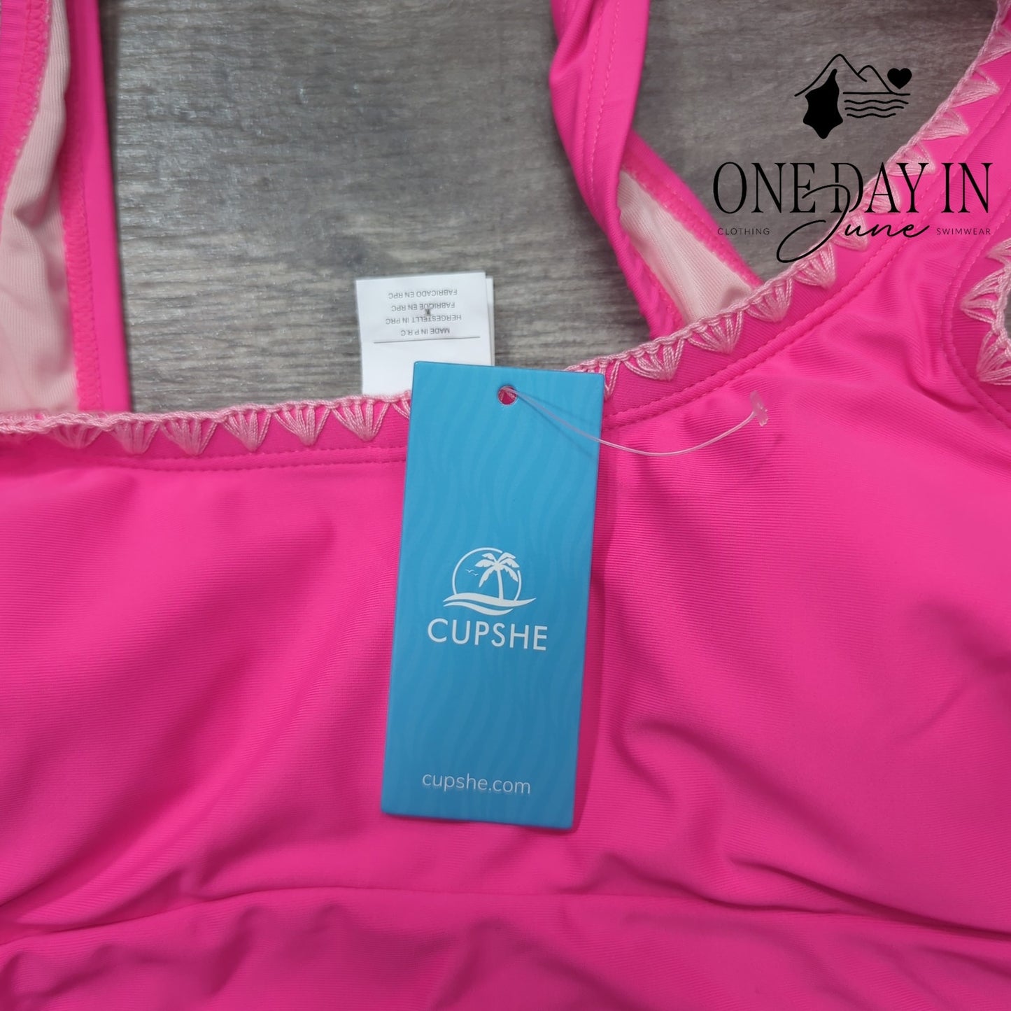 Cupshe Crop Top Embroidered Edge Bikini Swimsuit Size S