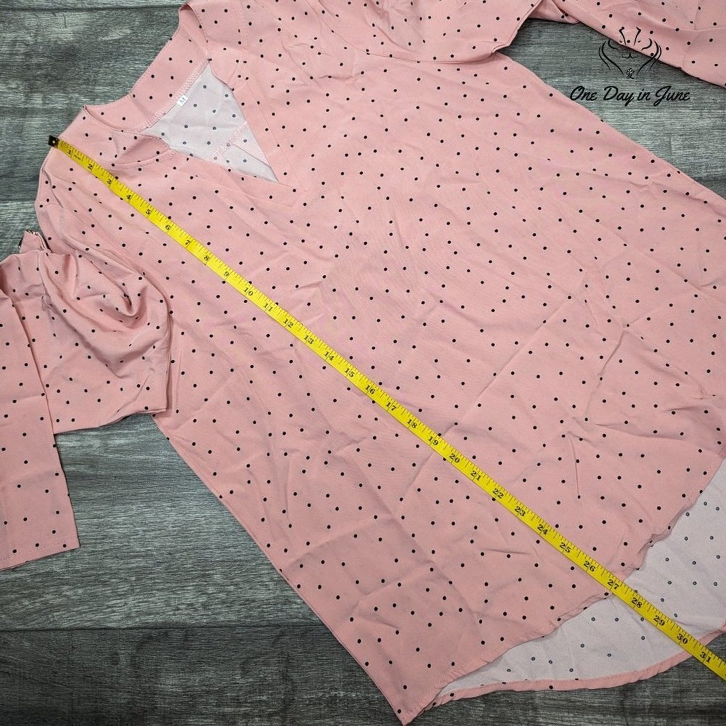 Floerns Polka Dot V Neck Long Sleeve Top Size M