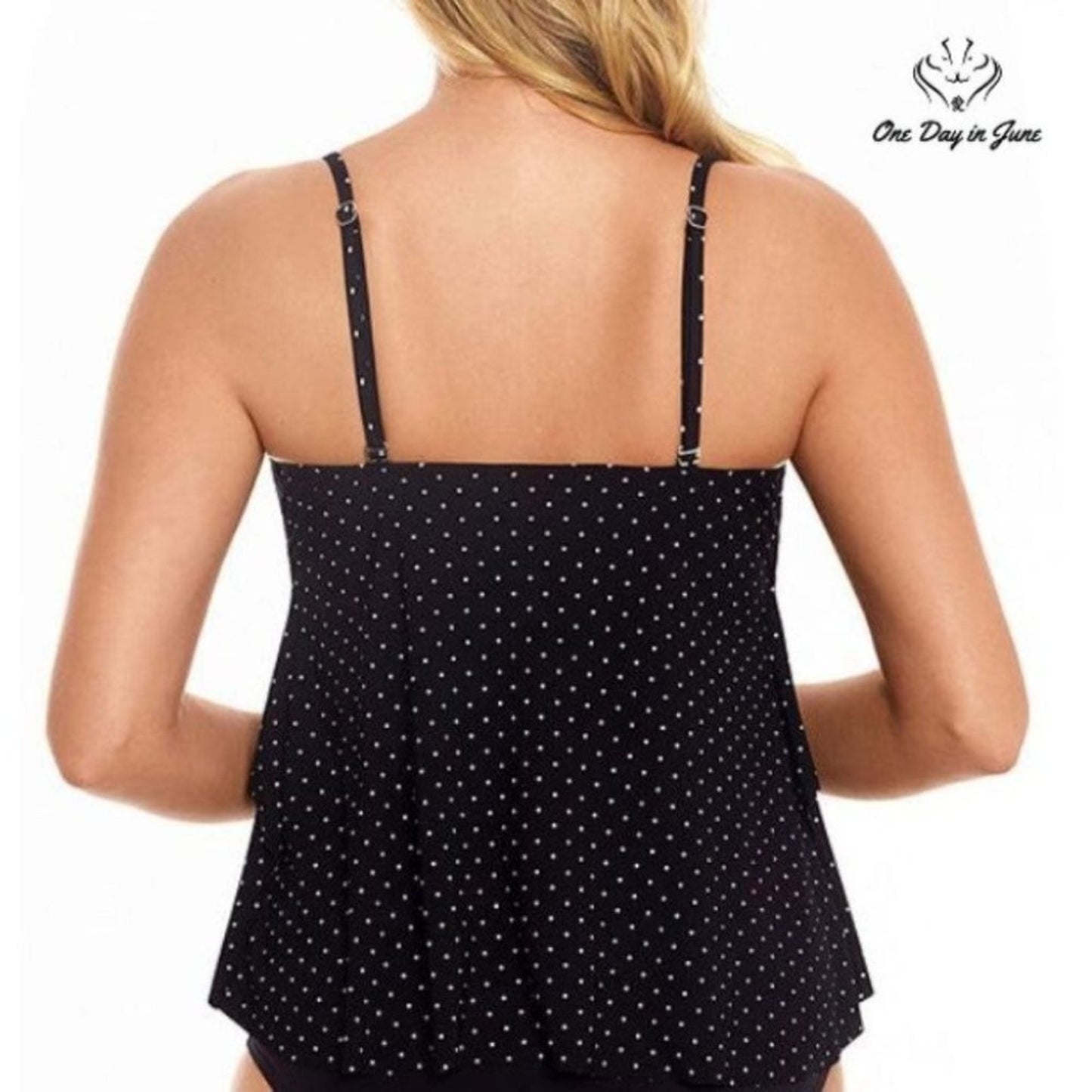 St. John's Bay Dots Tankini Top Size 8