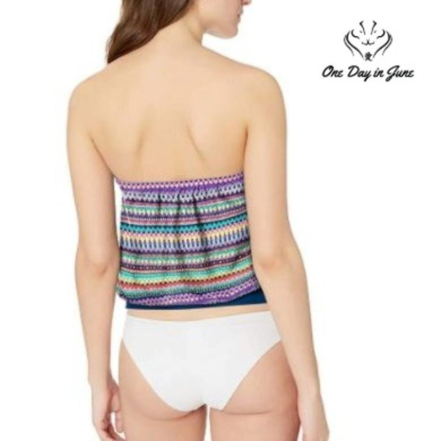 Catalina Bandeau Blouson Tankini Top Size M
