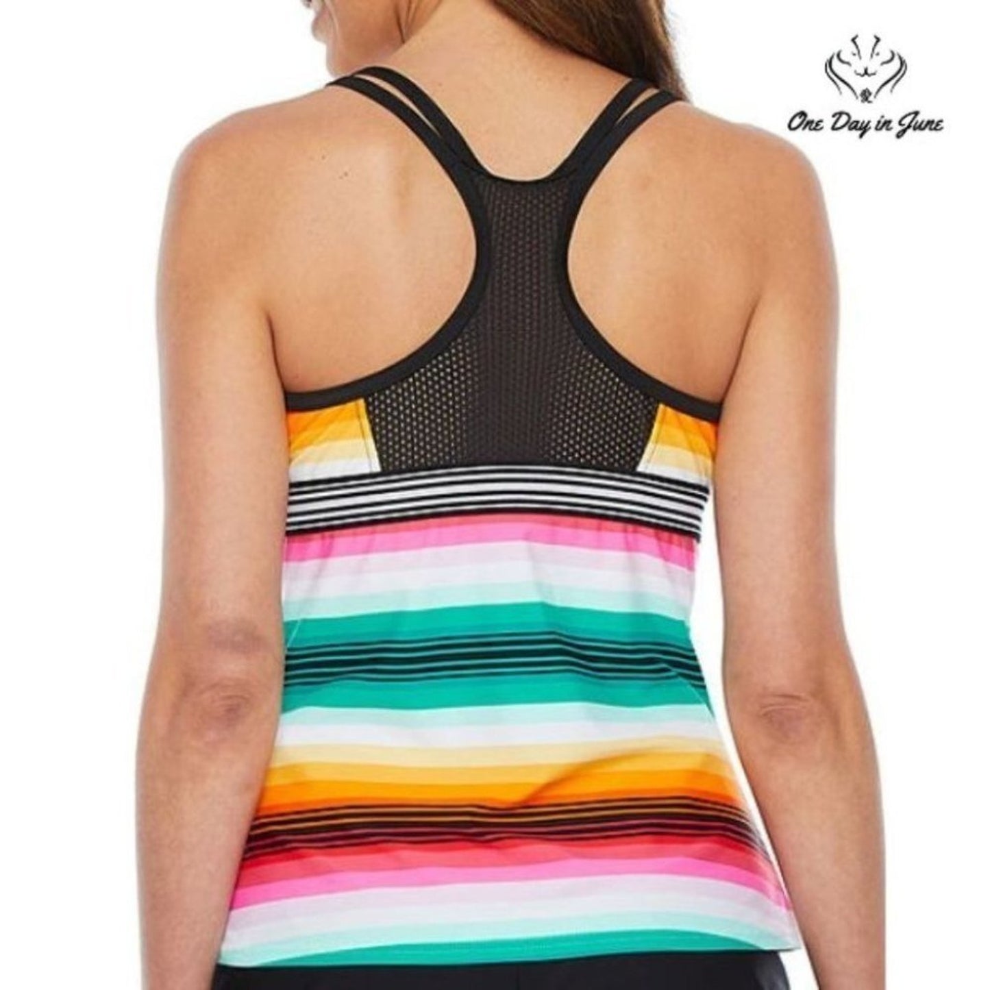 ZeroXPosure Striped Tankini Top Size S