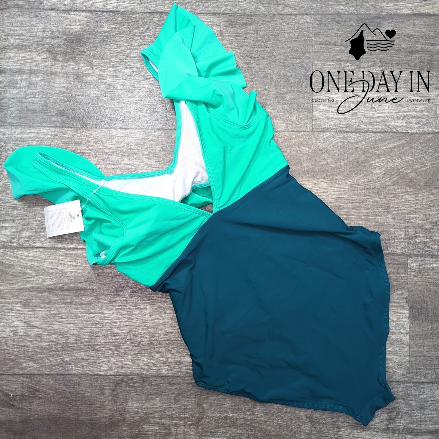 B2Prity Cross Front Cut Out Ruffle Shoulder One Piece Swimsuit Size M