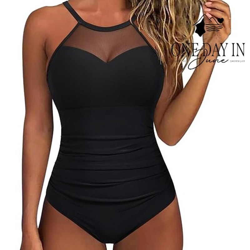 Suuksess High Neck Mesh One Piece Swimsuit Size L