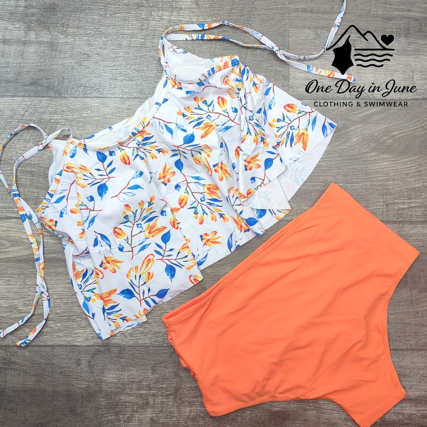 Charmleaks High Waist Flounce Floral Bikini Swimsuit Size L
