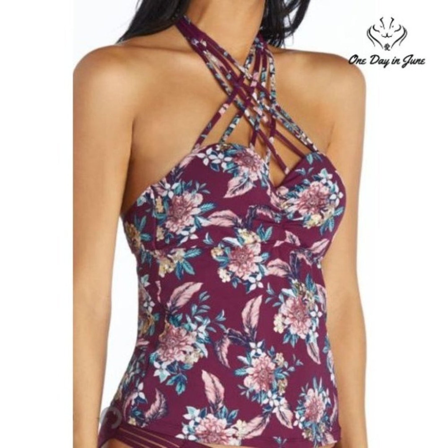Ambrielle Floral Tankini Top Size D
