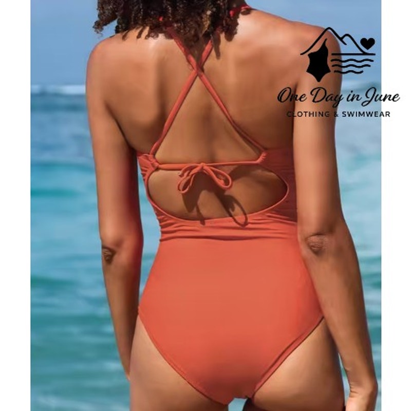 Cupshe High Neck Tummy Control One Piece Swimsuit Size M