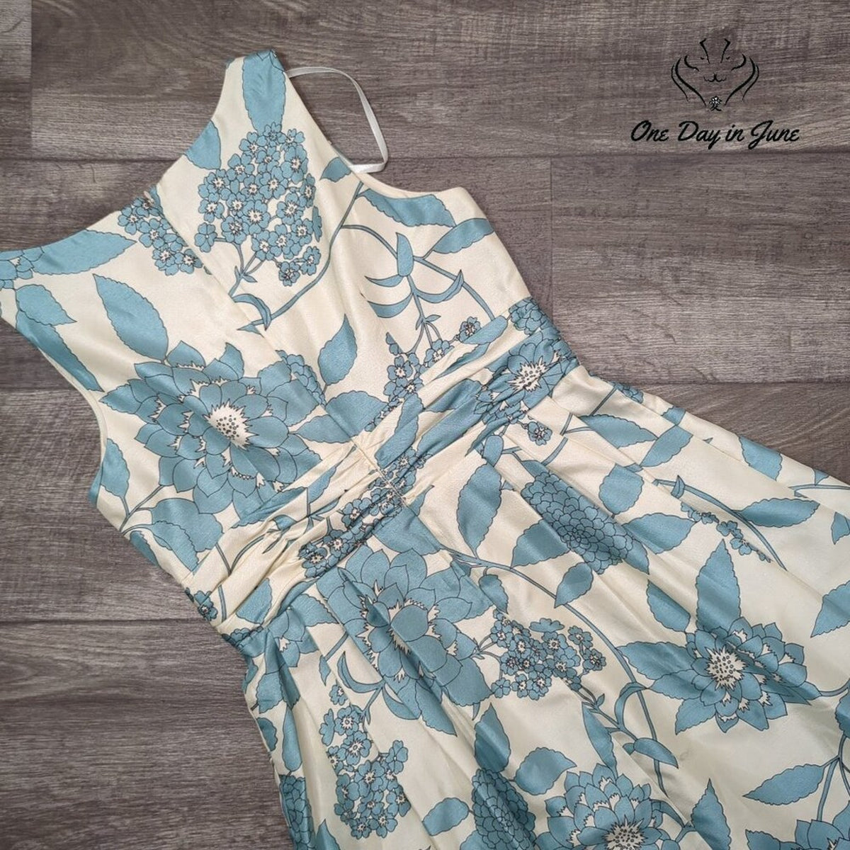 Jessica H Missy Floral Fit Flare Dress Aqua Blue Ivory Sleeveless NWT Size 10