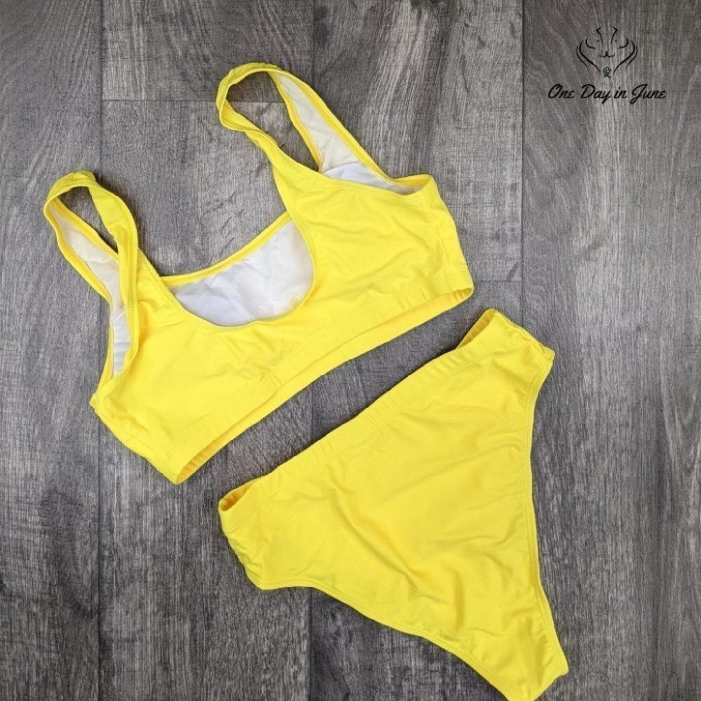 Pink Queen Crop Top High Waist Bikini Swimsuit Size L