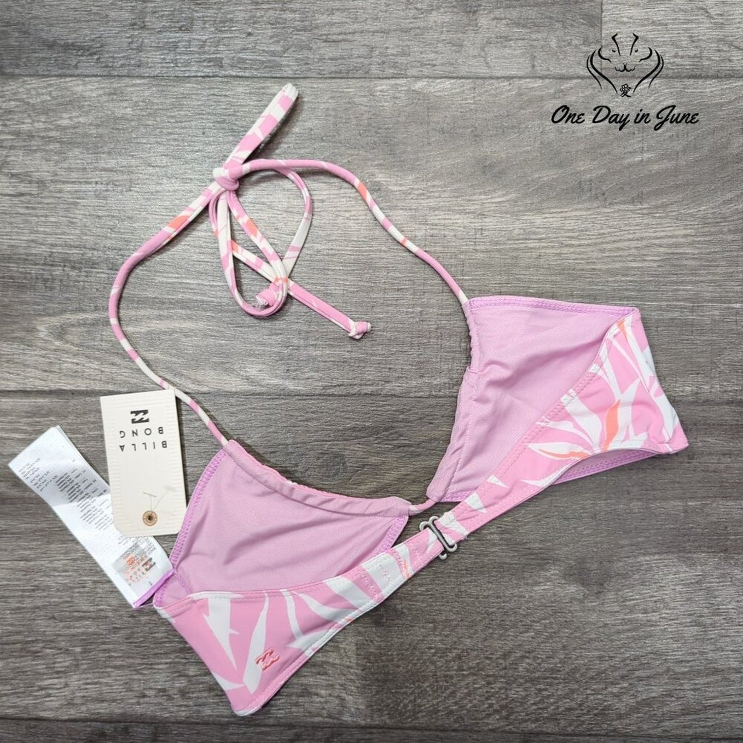 Billabong Another Paradise Bandeau Bikini Top Pink Floral NWT $59.95 Size S