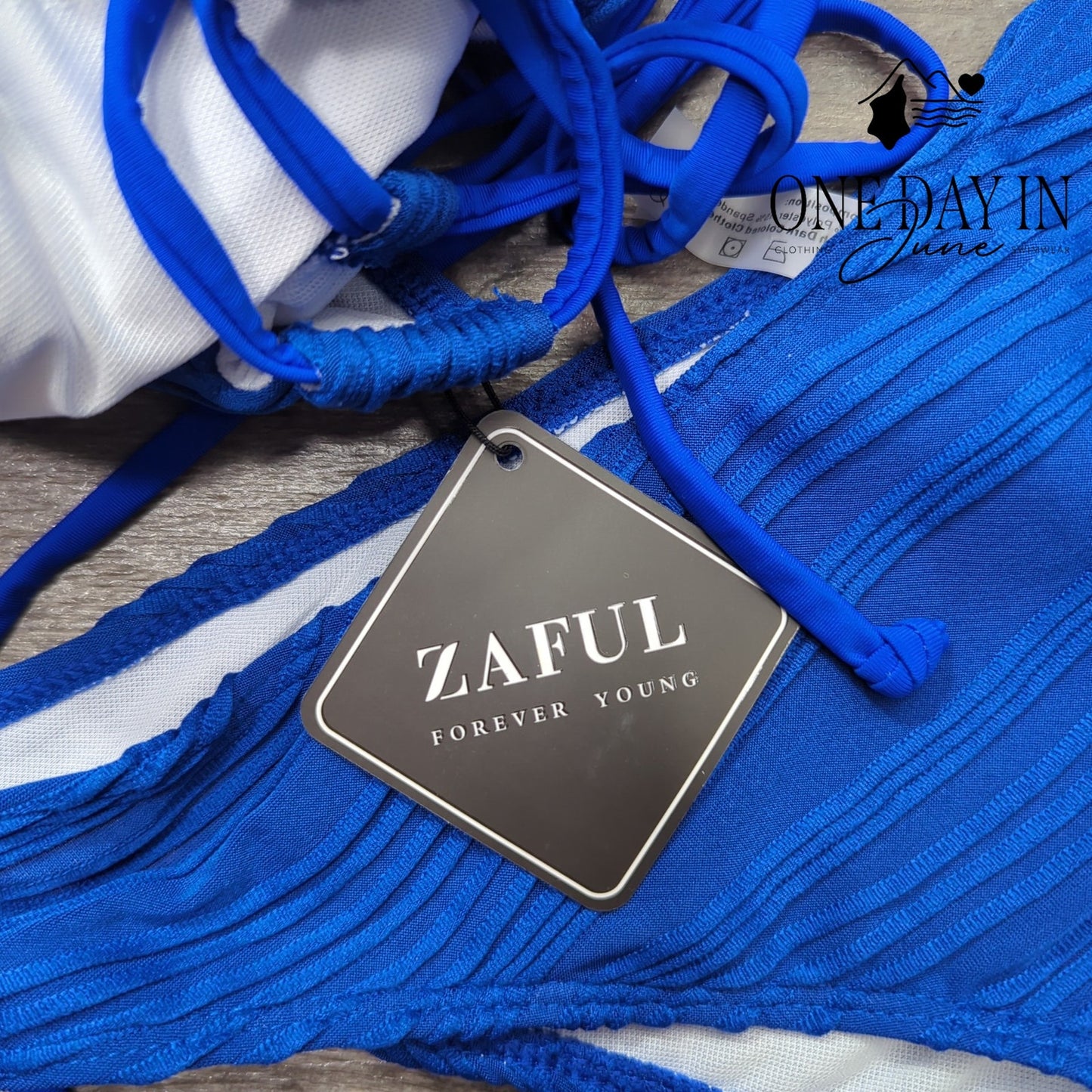 Zaful Textured Bandeau Bikini Swimsuit Size M