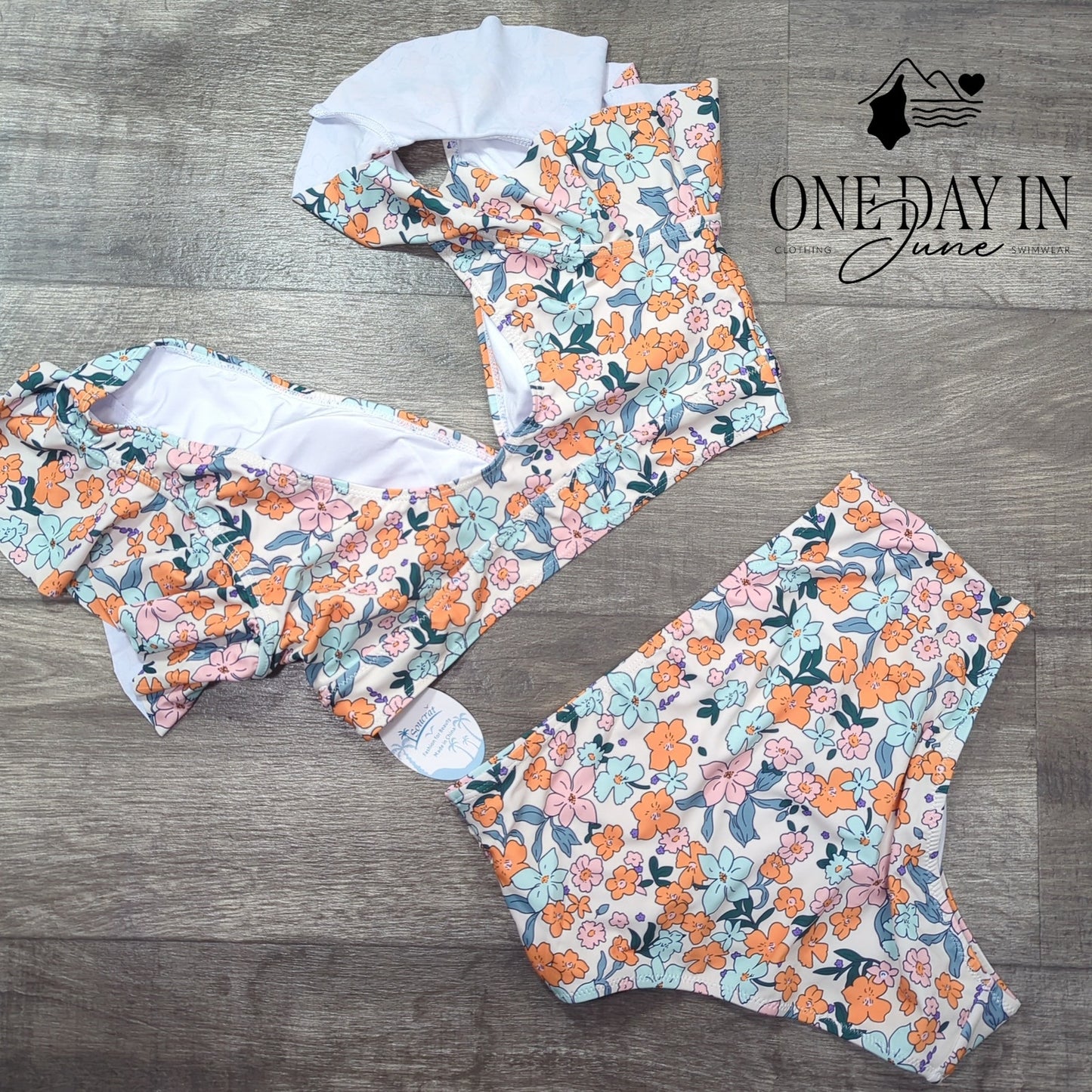 Soucrat Ruffle Shoulder Bikini Swimsuit Size M