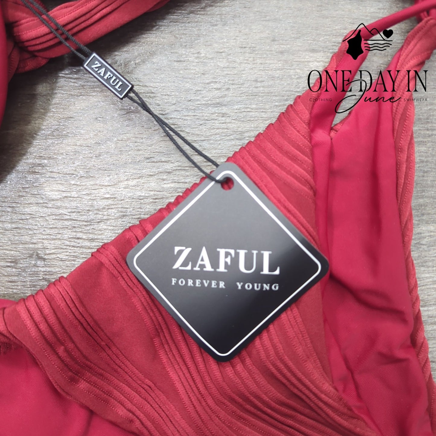 Zaful Underwire Tie Back Tie Side Textured Bikini Swimsuit Size S