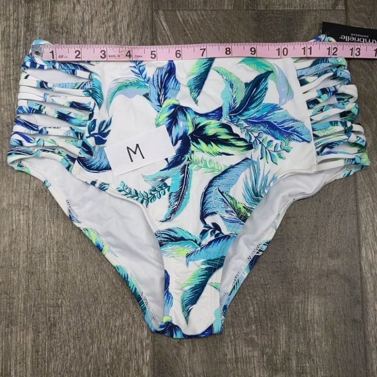 Ambrielle Floral High Waist Bikini Bottom Size S