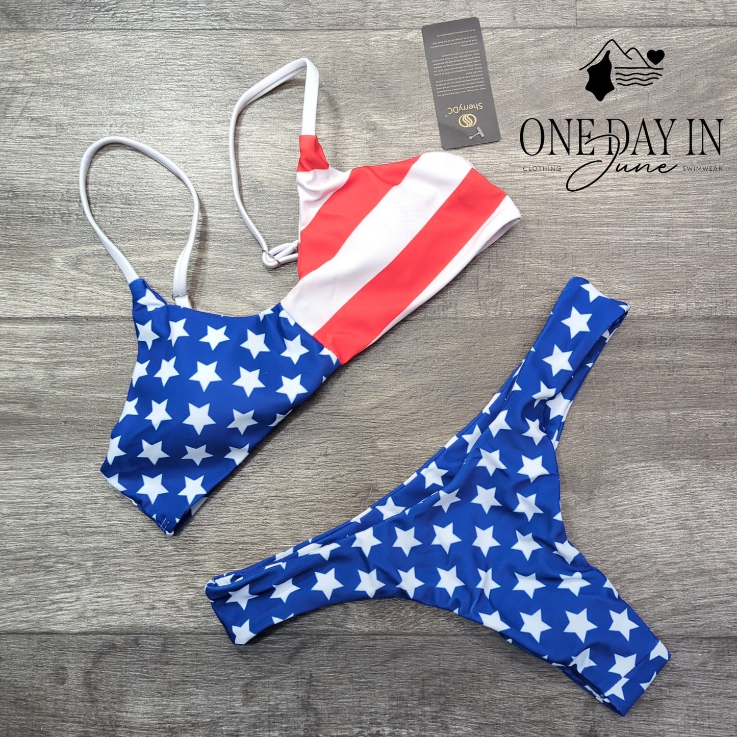 SherryDC American Flag Thong Bikini Swimsuit Size S