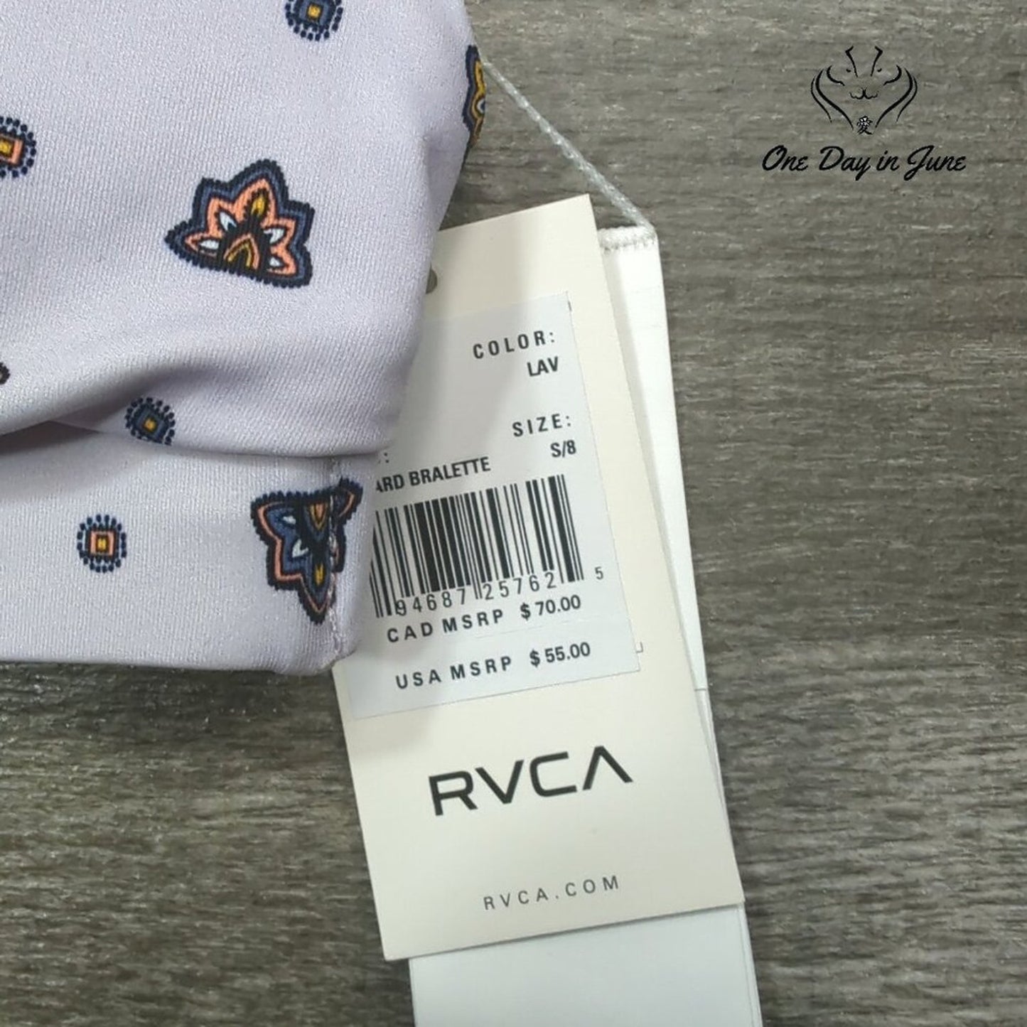 RVCA Foulard Bralette Bikini Top Size S