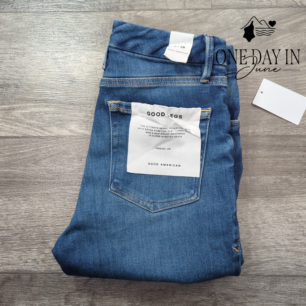 Good American Good Legs Skinny Jeans High Rise Distressed Blue NWT Size 6