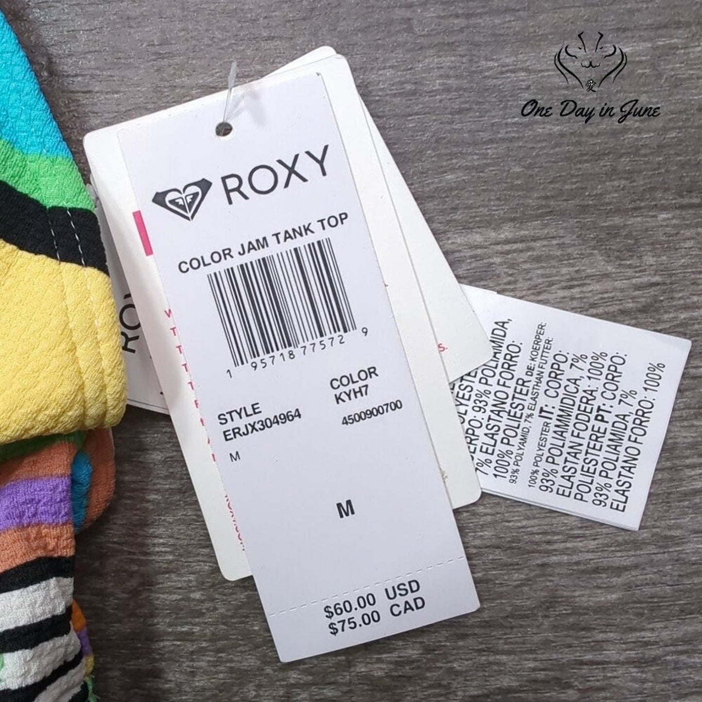 Roxy Color Jam Tank Top Bikini Top Size M