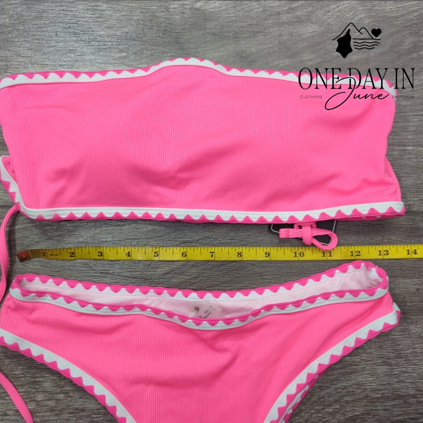 Zaful Bandeau Ribbed Bikini Swimsuit Size S