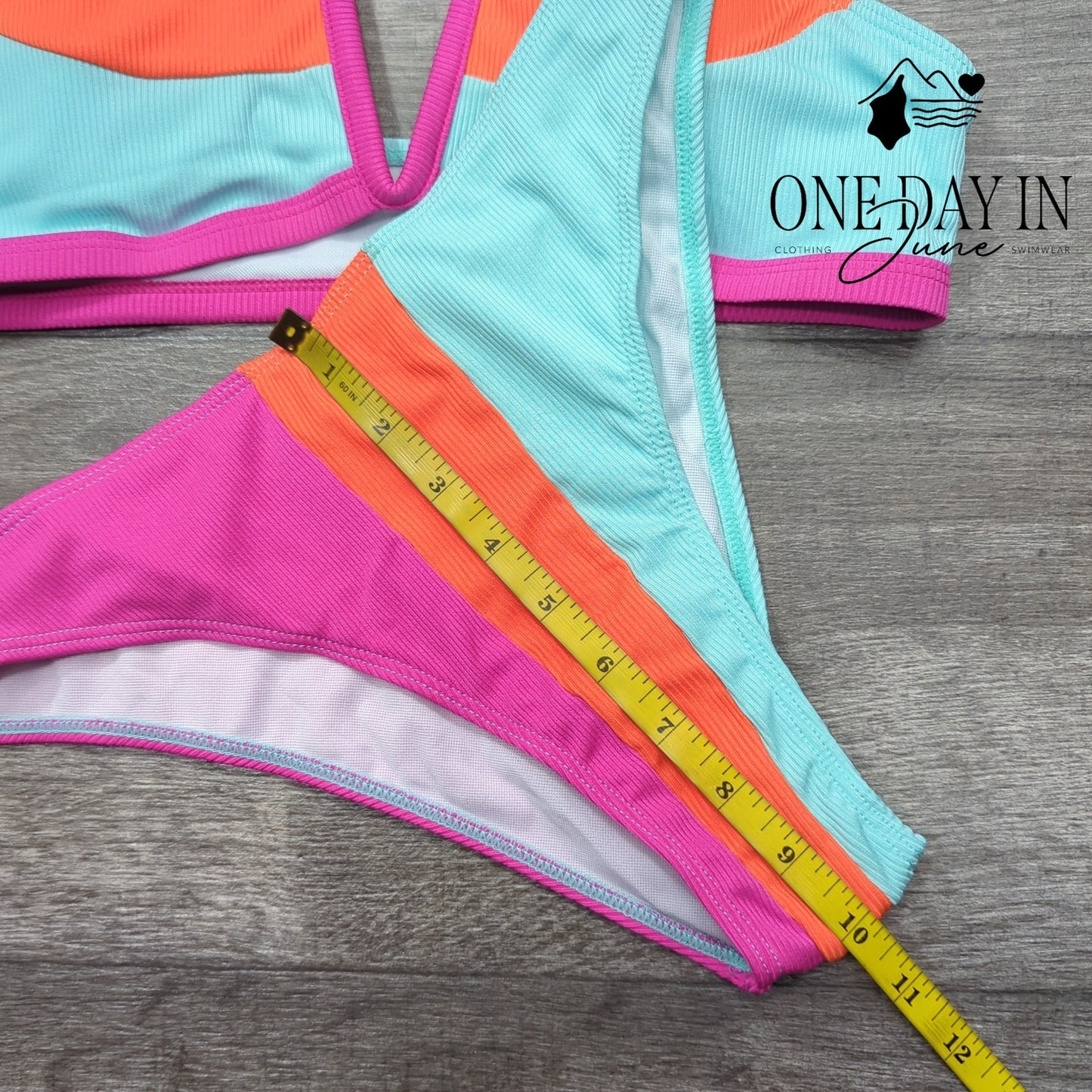 Zaful Color Block Textured Bikini Swimsuit Size M