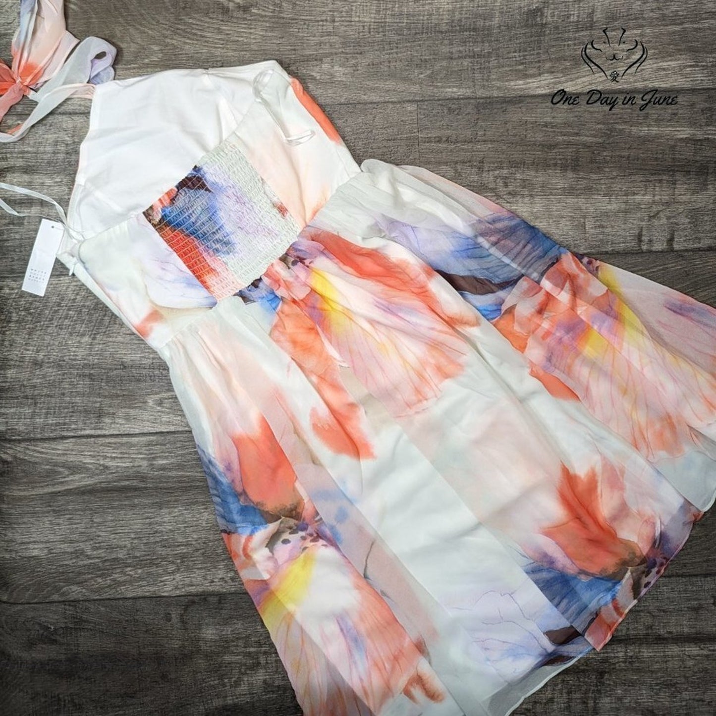 White House Black Market Floral Halter Dress Size 6