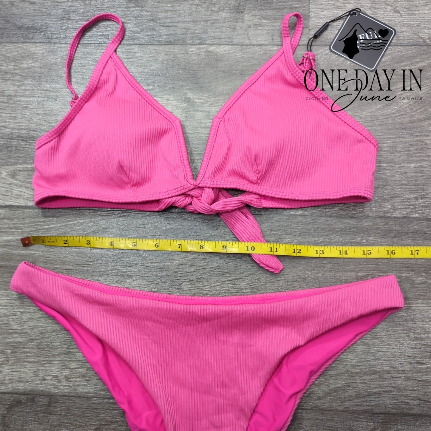 Zaful V Wire Textured Tie Back Bikini Swimsuit Size L