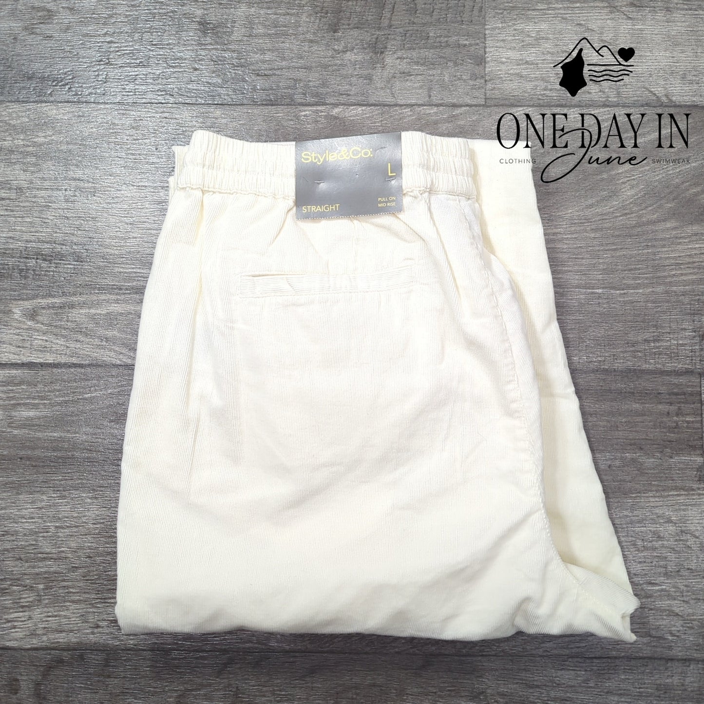 Style & Co. Mid Rise Pull On Drawstring Corduroy Pants Size L