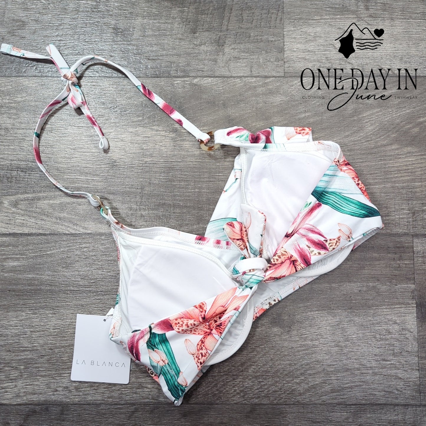 La Blanca Floral Underwire Bikini Top Size 14