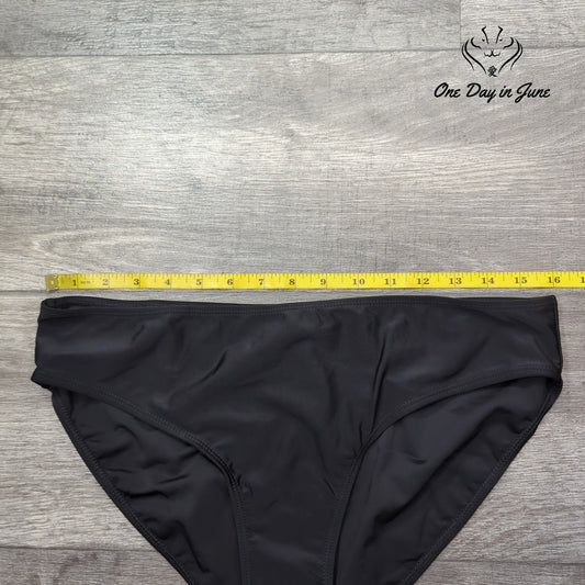 Actloe Bikini Bottom Black Solid Mid Rise Swim Brief Women's Size L