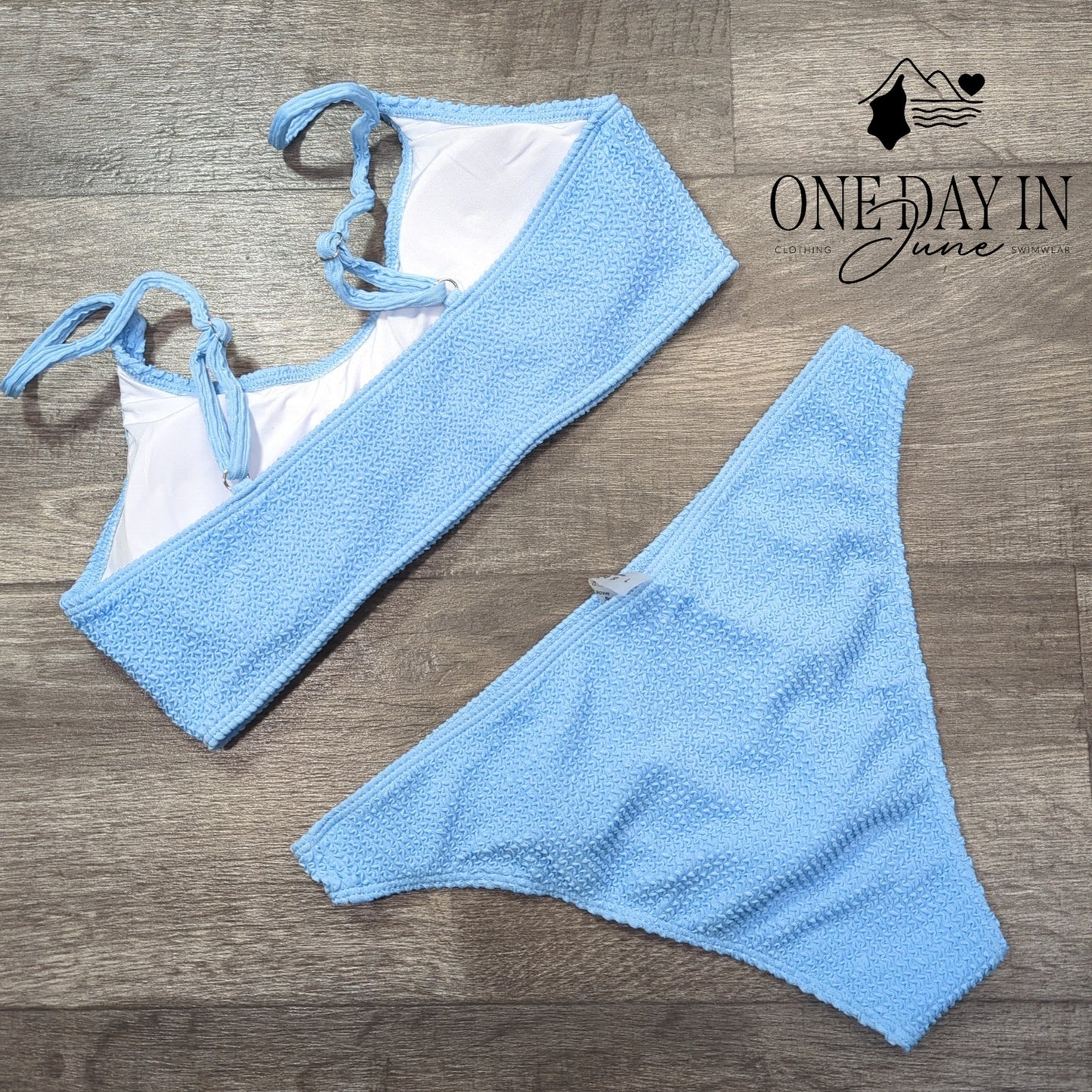 Aleumdr Smocked Crop Bikini Swimsuit Size L