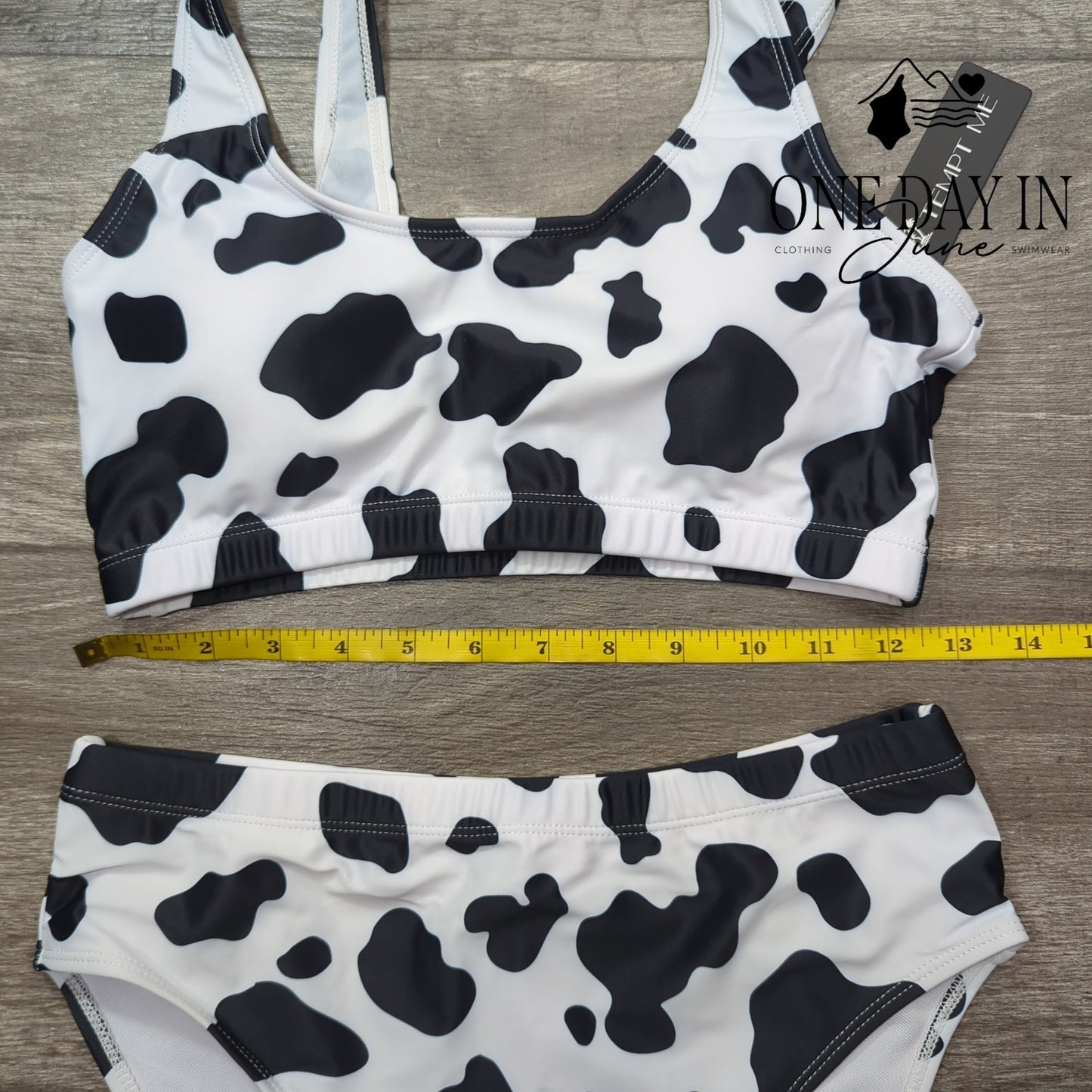 Tempt Me Cow Print Crop Bikini Swimsuit Size M