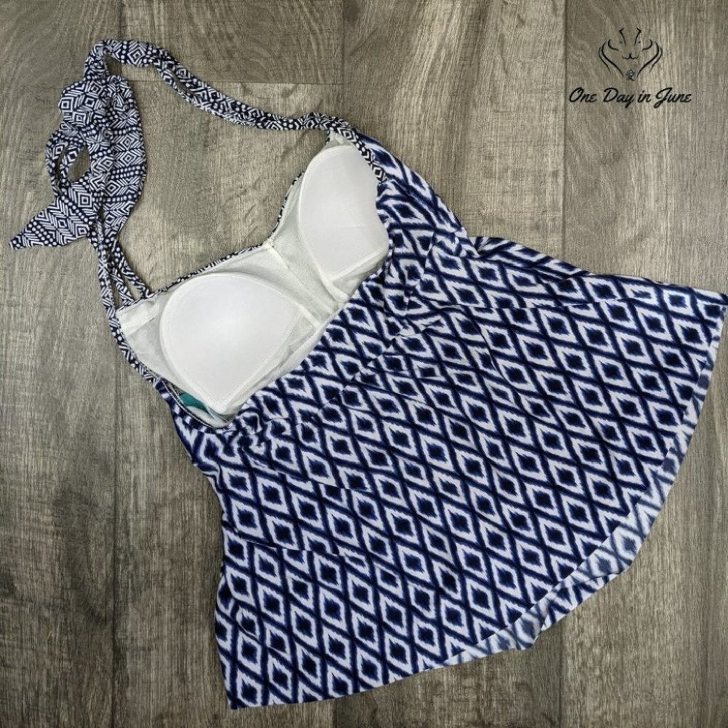 Coastal Blue Halter Neck Tankini Top Size M (8-10)