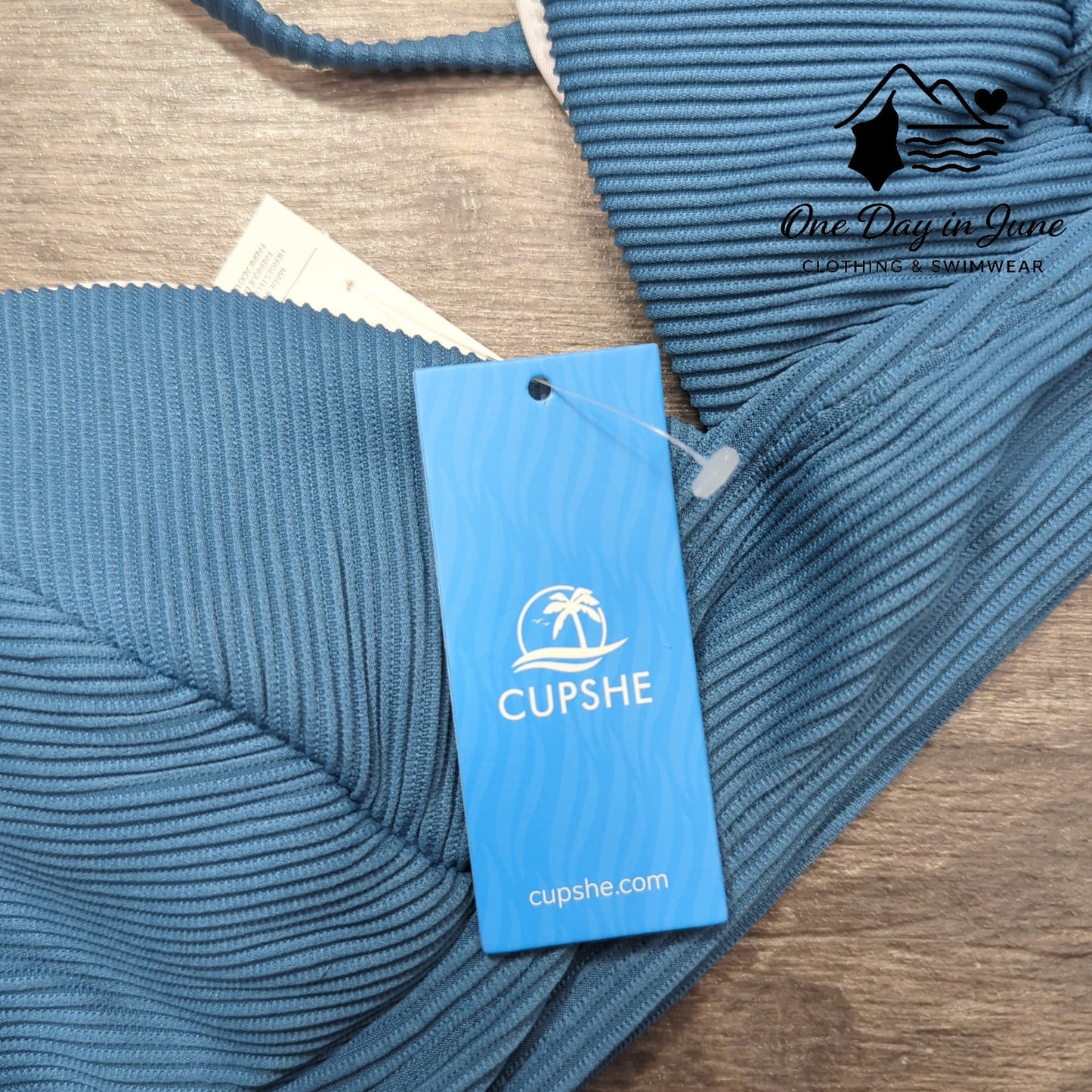 Cupshe Ribbed Moderate Bikini Swimsuit Size M