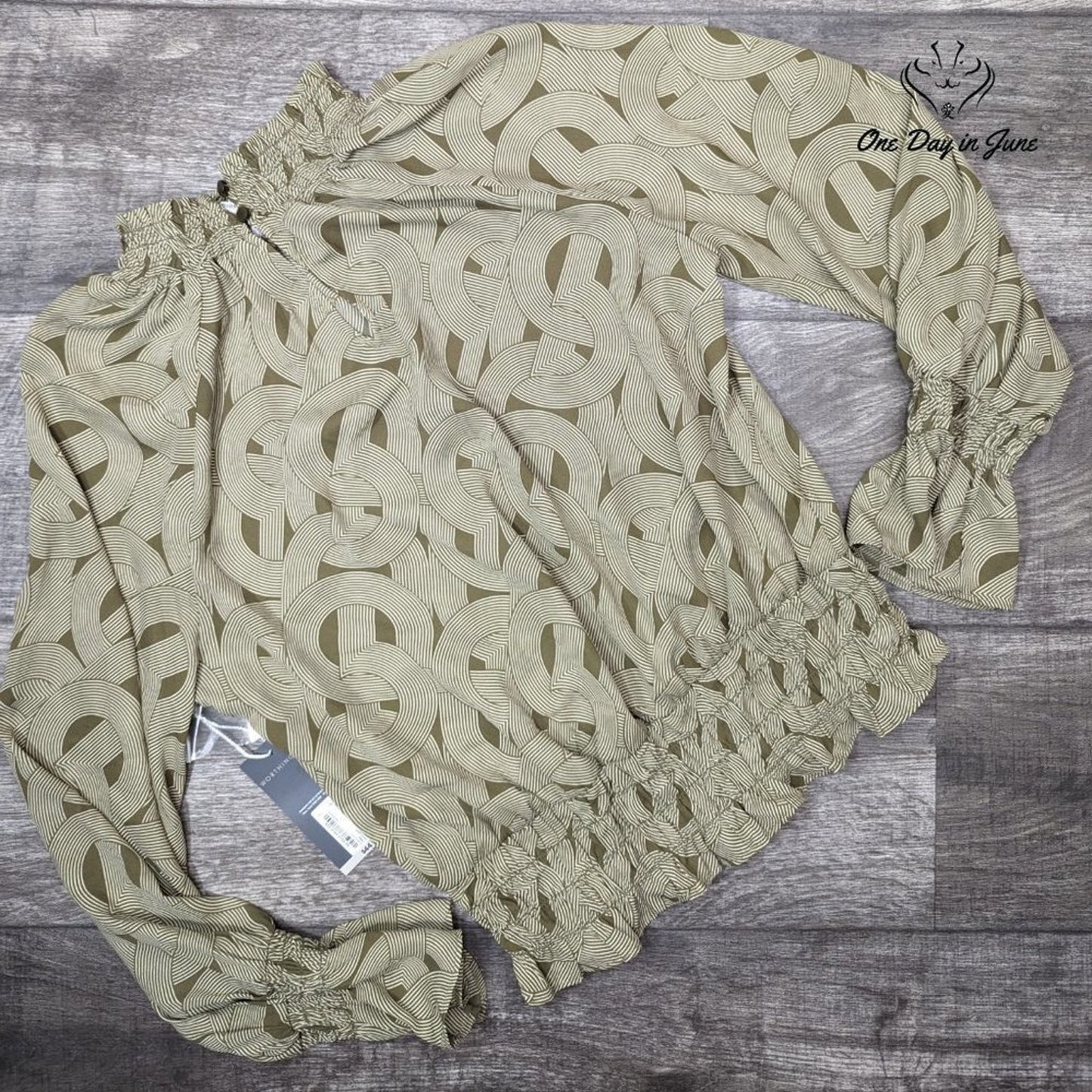 Worthington Long Sleeve Ruched Neck Blouse Size S