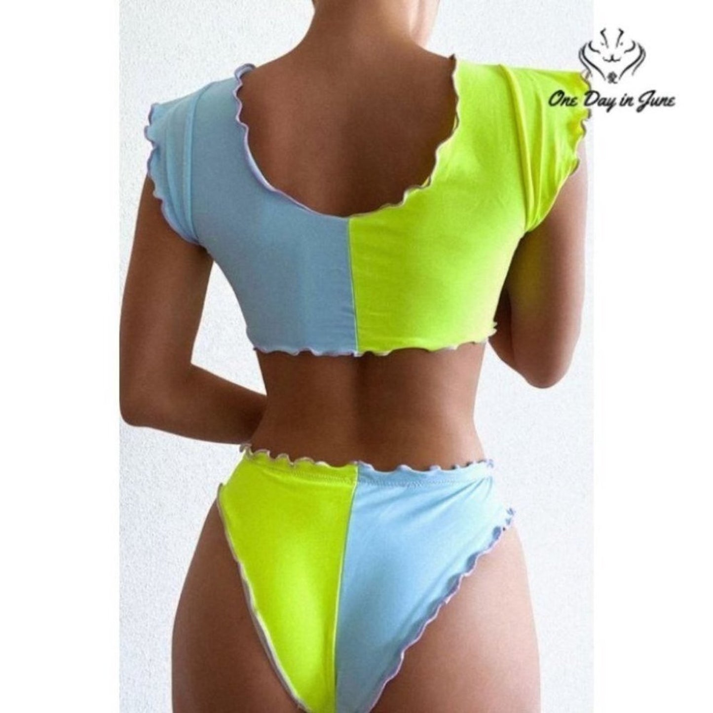 ODIJ Padded Ruffle Colorful Tankini Size M